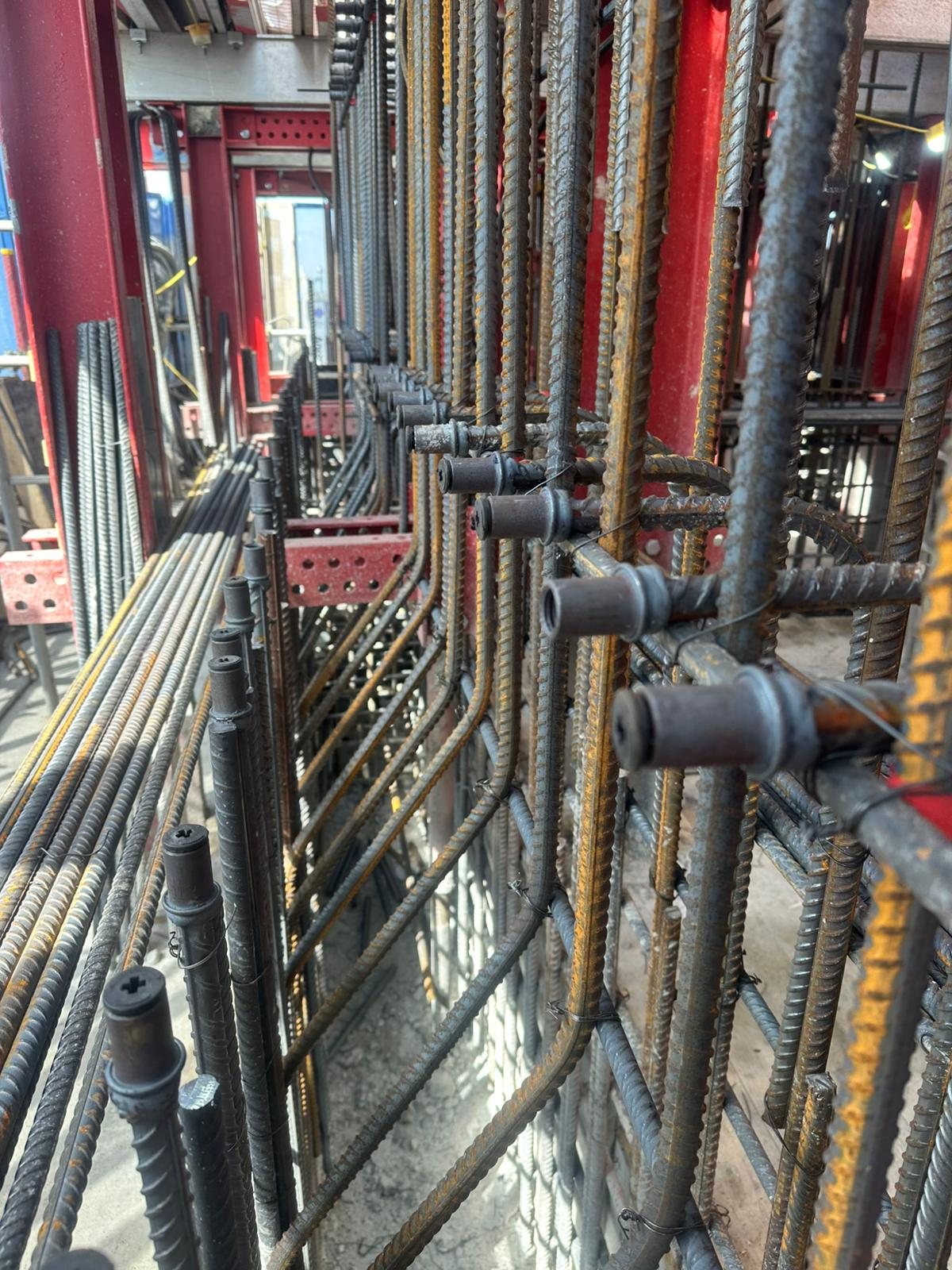 Looking up inside a reinforced concrete core structure